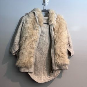 Faux fur zip up sweater